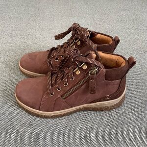 Clarks Lace-Up Booties with Side Zipper